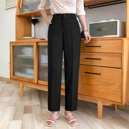 Formal Black Pants Women Office Lady Style Work Wear Summer Thin High Quality Trousers Chiffon Pant Female Business Design S-4XL 210925