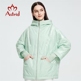 Astrid Spring Autumn Women's Thin Cotton Jacket Windproof Warm with Hood Zipper Coat Women Parkas Outerwear AM-8734 210916