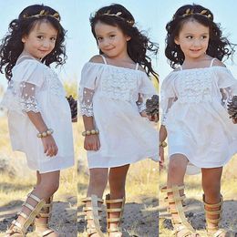 Lace Girl Clothing Princess Dress Kid Baby Party Wedding Pageant Formal Mini Cute White Dresses Clothes Baby Girls Q0716