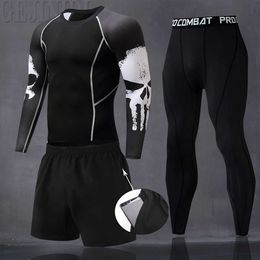 Running Men's Thermal Underwear Underpants Kit Sports Compression Clothing Tracksuit For Men Fitness Slim Joggers Base Layer Set 211006