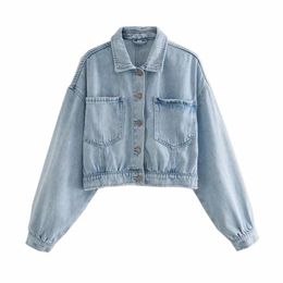 Women's Denim Jcket Solid Casual Blue Jackets Autumn Long Sleeve OverSize Loose Jeans Coats Female 210520