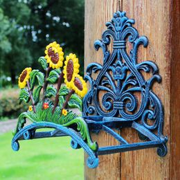 Wall Mounted Hose Holder Equipment Sunflower Cast Iron Water Pipe Rope Hanger Storage Rack Flower Home Garden Yard Courtyard Decoration Vintage Retro