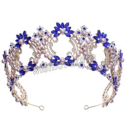 Vintage Black Purple Crystal Pearl Bridal Crowns Gorgeous Rhinestone Diadem for Bride Tiaras Wedding Hair Accessories