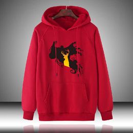 Elk Fawn Print Hoodies Men Winter Christmas Hoodie Casual Pullover Men Fashion Long Sleeve Hooded Reindeer Sweatshirt 210603