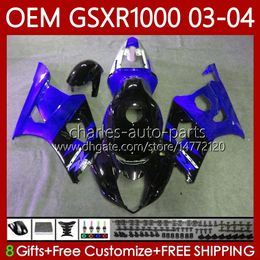 100% Fit OEM Bodywork For SUZUKI GSX-R1000 1000CC K3 Blue black 03-04 Fairing 67No.169 GSXR 1000 CC GSXR1000 03 04 GSXR-1000 K 3 GSX R1000 2003 2004 Injection mold Body