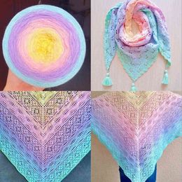 1PC 300g 100% Organic Cotton Blend Yarn spring/summer Cake yarn Gradient Colour Crochet shawl blanket DIY Hand-woven Yarn Y211129