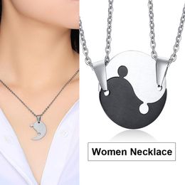 Pendant Necklaces Engraved Custom 2pcs Set Puzzle Charm Dolphin For Women Round Interlocking Love Gifts Drop