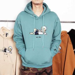 Fashion Brand Star Same Hip Hop Skateboard Cute Little Monk Embroidered Hoodie Plush Man