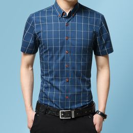Fashion Business Dress Shirts Plaid Shirt Summer Men's Short Sleeves Turn-down Collar Tops Chequered Shirts For Men Blouse
