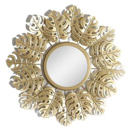 Mirrors Hanging Round Wall Mirror Golden Leaf Makeup Rattan Innovative Art Decoration For Living Room Bedroom Office