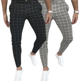 own plaid pants placket button zipper trend all-match casual trousers 210616