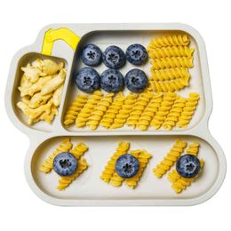 Baby Silicone Plate Excavator Cute Non-Slip Plate for Toddler Self-Feeding BLW Tableware BPA Free G1210