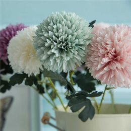 Single branch ball chrysanthemum simulated scallion ball 11cm table tennis chrysanthemum autumn swing layer chrysanthemum home decoration