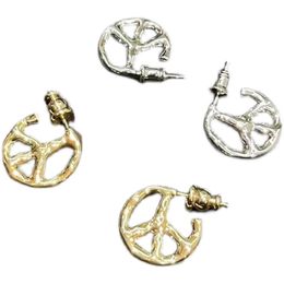 Anti-war logo earrings hip hop 925 sterling silver wild personality couple tide brand jewelry accessories