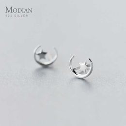 Moon Collection 925 Sterling Silver in Star Small Stud Earrings for Women Charm Fashion Jewelry 210707