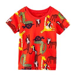 Jumping meters Cartoon Animals Printed Baby Tees & Tops Summer Cotton Children Clothing Cute Fashion Boy T shirts Kids 210529