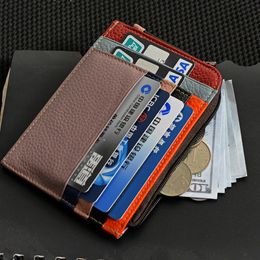 Women Genuine Leather Coin Purse Coloful Holder Cowhide Zipper Wallets