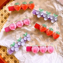 New Sweet Girl Simple Small Fresh Colourful Transparent Fruit Hairpin Fashion Korean Children's Duckbill Clip Hair Accessories