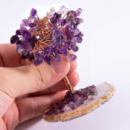 Decorative Objects & Figurines Mini Crystal Bonsai Natural Amethyst Rose Fortune Handmade Good Tree Wealth Luck Ornaments Souvenir Craft Mon