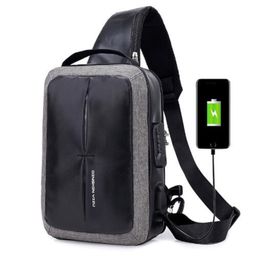 SOFIE Multifunction Crossbody Bags Men USB Charging Chest Pack Short Trip Messengers Chest Bag Water Repellent Shoulder Bag Male Q0705
