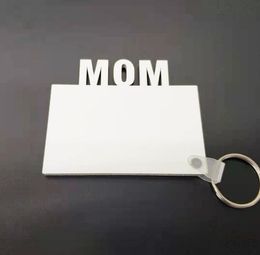 Party Favour MOM DAD FAM LOVE GRAD Sublimation Blank Keychain MDF Wooden Key Chain Pendant Thermal Transfer Keyring SN3906
