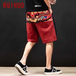 RUIHUO Chinese Style Casual Linen Cotton Shorts Men Clothing Streetwear Men Casual Shorts M-5XL 2021 New Arrivals X0705