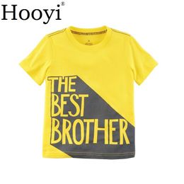 Character Baby Boy Summer Clothes Children Tee Shirts Newborn T Shirt Short Sleeve The Best Brother Yellow Top 100% Cotton 0-2Y 210413