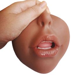 yutong Artificial 3D Mouth Male Masturbator Real Deep Throat Oral Cup With Tongue Blowjob Pocket Adult nature Toys for Men