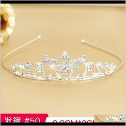 Headbands Jewellery Childrens Diamond Hairband Lovely Princess Aessories Hair Comb Baby Crown Little Girl Hairpin Headdress Drop Delivery 2021