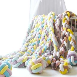 1M/2M/ Bed Braid Knot Pillow Cushion Bumper for Infant Crib Protector Cot Room Decor Bedding Set 211025