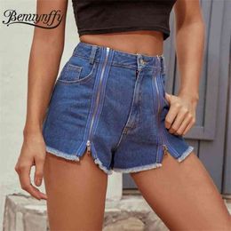 Sexy High Waist Denim Shorts Women Summer Fashion Street syle Zipper Short Woman Pocket Washed Jean 210510