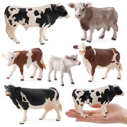 Zoo Farm Fun Cow Action Figure Simulated Animal Figurine Plastic Models Educational For KidsTOYS Miniatures Dollhouse 7 Pcs Sale