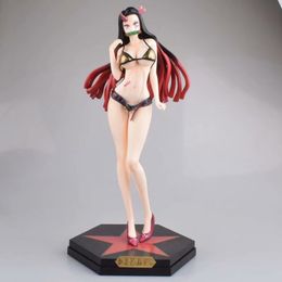 34cm Agatsuma Demon Slayer Sexy Anime Figure Kimetsu No Yaiba Kamado Nezuko PVC Action Figure Toy Anime GK My Girl Model Doll X0526