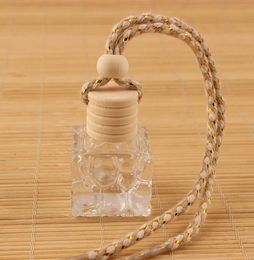 10ml Hanging Car Perfume Bottles Pendant Accessories Bottle Empty Square Glass Cosmetic Packaging container