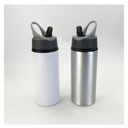 600ml Sublimation Straight Tumbler Flip Top Sippy Bottle Coffee Milk Mug Students Water Cup Portable Sports Travel Supplies 2 Styles