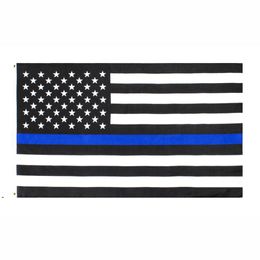 NEWdirect factory wholesale 3x5Fts 90cmx150cm Law Enforcement Officers USA US American police thin blue line Flag RRA9790