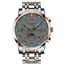 Gentleman Automatic Self-wind Wrist Watch Genuine Carnival Wristwatch Self-luminous Night Light 8799G Men's Tritium Watch356n