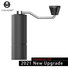 Timemore Store chestnut C2 Up Manual Coffee belt Grinder Burr Hand Adjustable Steel core Send Cleaning Brush 220217