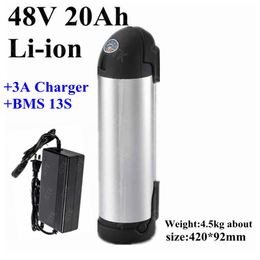 Customised 48v 20ah Water Kettle Lithium li ion battery pack for 48v electric bike scooter forklift with BMS +54.6v 3A Charger