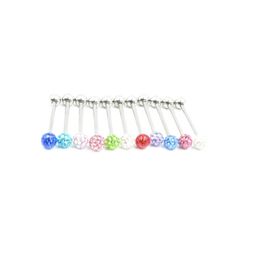 14g rings UK - 50pcs Body Jewelry Piercing Full Gems Tongue Ring Barbells Nipple Shield Bar 14G~16mmx19mmx6mm Mix Nice Colors