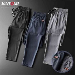Summer Skinny Men's Pants Casual Jogging Outdoor Cargo Slim Classic Original Clothes Black Grey Thin Fast Dry Trousers Male 38 210810
