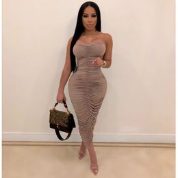 Women Bodycon Sexy Dress Tube Tops Stretched Off Shoulder Backless Package Hip Clubwear Slim Night Out Tight Robe Female Clothes 210416