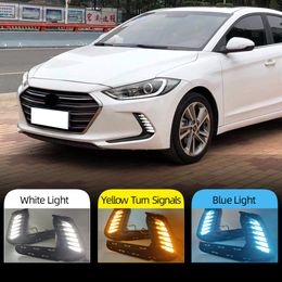 2PCS Auto Lighting Led DRL For Hyundai Elantra 2016 2017 2018 Fog Lights Cover Daytime Running Light turn signal Foglamp