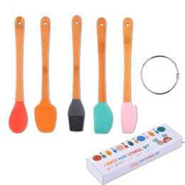 Baking & Pastry Tools Mini Silicone Spatula Scraper Basting Brush Spoon for Cooking Mixing Nonstick Cookware Kitchen Utensils RRE10820