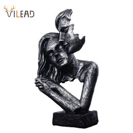 VILEAD Vintage Kissing Couples Statue Valentine's Day Christmas Gifts Figurines Home Living Room Interior Decoration Sculpture 210811