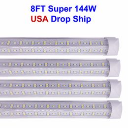 8Ft T8 V Shape Leds Cooler Tube Light 2835 High Brightness Integrated Leds Tubes Double Sides Fluorescent Lighting hardwired shop led lights for workshop