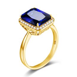 Yellow Sapphire Rings 18K Gold Rings For Women With Gemstone Diamond Square Silver 925 Jewelry Engrave Handmade Female Jewellery