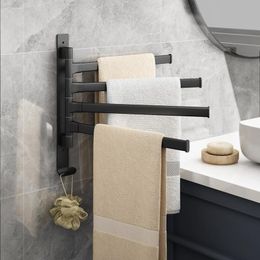 Towel Racks Rotary Rack Hole Free Space Aluminium Toilet Bathroom Storage Three Or Four Multi-layer Rod