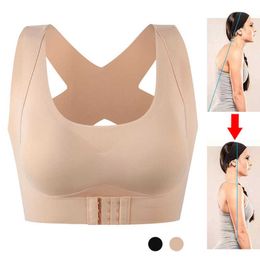 Women Bra Posture Corrector Bralette Front Closure Bras Fitness Vest Push Up Bra Female Brassiere Underwear Cross Back Tank Tops 210623