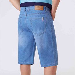 Men's Large Size Shorts Knee-length Summer Breeches Denim Male Bermuda Classic Stretch Plus Big 8XL Short Jean 210716